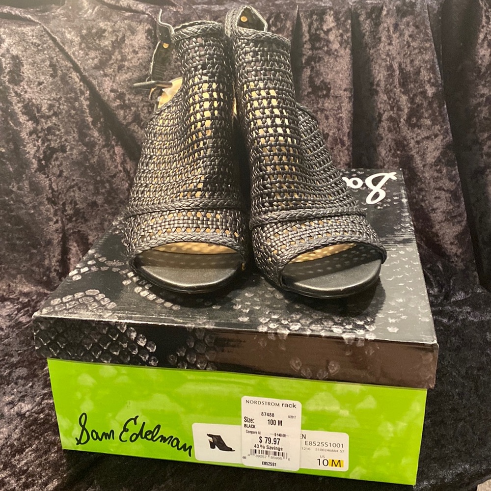 Sam Elderman Black Woven heel